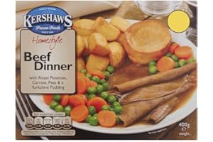 MY AFRICA STORE Kershaws Homestyle Beef Dinner with Roast Potatoes, Carrots, Peas & a Yorkshire Pudding 400g × Pack of 3