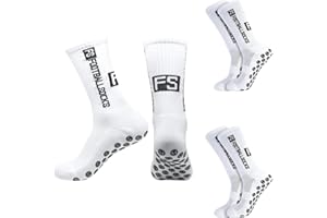 ZEPIQOR 3 Paires Chaussette Antidérapante Foot Chaussettes Antiderapantes Homme Femme, chaussette foot, EU 39-46 Chaussette Sport pour Football Basket Rugby Yoga Trekking Blanc