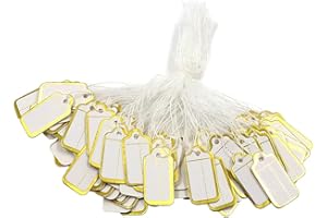 BETINYAR 1000 Pieces Marking Tags with String, Price Paper Tags, String Marking Strung Tags for Jewelry Artwork Sale Display (gold)