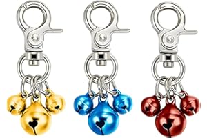 XUKZIMA 6 Pcs Collar de Campana para Perro Encantos y Llavero Ideal para Mascotas Ruidosas Colgante Triple de Campanas para un Sonido Potente Perfecto para tu Amigo Peludo Rojo Oro Azul