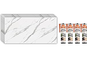 IZODEKOR Revestimiento de pared con aspecto de mármol, 4 unidades, 120 x 60 cm, alternativa a los azulejos de baño o cocina, paneles de pared para pared de cocina, cuarto de baño, con 4 adhesivos de