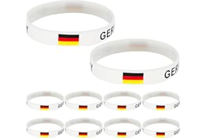 VOSSOT 10er Set Deutschland Silikon Armbänder, em 2024 Fanartikel, Robuste Armband Mit Deutschland Flagge, Sportarmbänder WM, Aus Gummi, Fan Supporter Fußball Athletics Germany Souvenirs