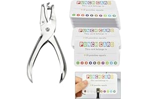 KBNIAN 200 Pcs Carte Perforée + Pince de Perforatrice Carte de Récompense Enfant Carte d’Encouragement Carte de Fidélité Carte à Points Niveau 1 à 10 Carte de Comptage pour École Bureau Restaurant