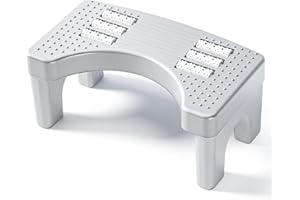 PENBINMALL Toilettenhocker Erwachsene, Toilettenhocker Klappbar Hoch, Staubfrei und rutschfest WC Hocker Erwachsene, Eingedickter Klohocker für Assist Relieve Verstopfung, Blähungen, Reizdarmsyndrom (Weiß)