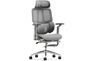 MUSSO H80 Pro Ergonomiczne krzesło biurowe, siatkowe krzesło biurkowe z 3-strefowym dynamicznym podparciem lędźwiowym 4D, regulowany podłokietnik, 5-stopniowe regulowane oparcie, regulowany zagłówek i