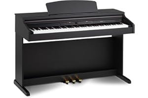 Classic Cantabile DP-50 Piano digital 88 teclas con mecanica martillo - Teclado electronico USB, 32 polifonía y funcion Twin-Piano - Organo musical para ninos - Set con banqueta y auriculares - Marrón
