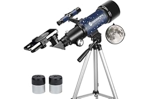 EACONN Teleskop für Erwachsene Anfänger, 70mm Aperture 400mm AZ Mount Voll Multi-Coated Optics Refraktor Tragbare Teleskope, Reiseteleskop mit Stativ und Telefon Adapter-Blau