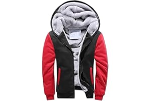VSUSN Uomo Felpa con Cappuccio Manica Lunga Felpe con Cappuccio Vello Foderato Hoodies con Cerniera Cappotto Giacca Inverno Caldo
