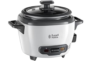 Russell Hobbs riskokare, kokar upp till 3 portioner ris upp till 145 gram per portion, 0.4 liters kapacitet, varmhållningsfunktion, non-stick beläggning, mätkopp och sked ingår, 27020-56