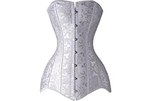 WEITING Corsetti sexy da donna bustiers Top gotico overbust corsetto bustier lungo busto in acciaio ossa dimagranti corpo shapewear plus size-bianco, L