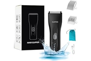 ENSSU Electric Body Hair Trimmer for Men with Extra Safe Cermaic Blade,Professional Ball Trimmer Pubic Hair Trimmer for Men, Rechargable Body Grommer Waterproof Wet/Dry Clipper, One-Hand Operated, Black