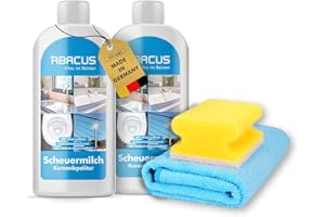 ABACUS Sani White Set 02 (7178 Rénovateur Sani White sanitaire) – 2 x 500 ml + 1 x Budget éponge + 1 x Chiffon MFT High Performance –Nettoyant sanitaire nettoyant salle de bain nettoyant pour lavabo
