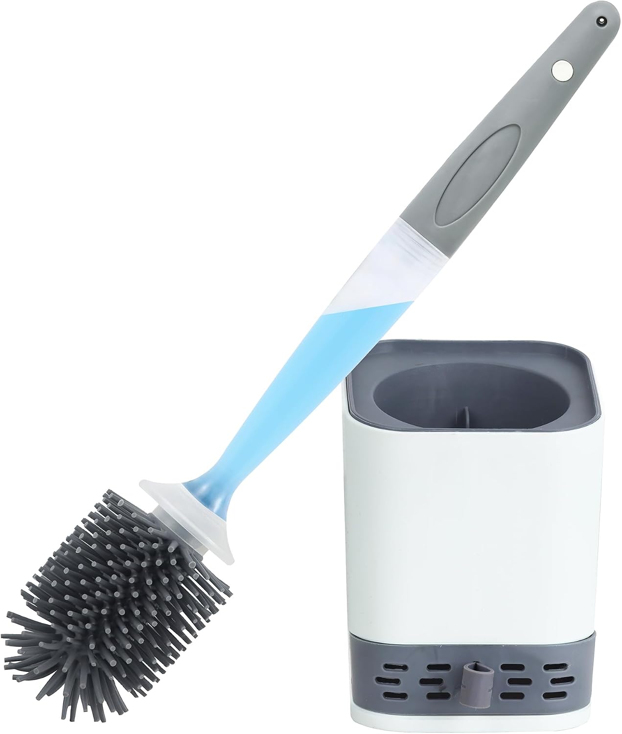 Cepillo de baño WC de Silicona CHICGADGETS, Cepillo y Soporte para Inodoro, Sistema de Limpieza Integrado, Almacena y Libera Agentes de Limpieza, Antibacteriano, Antigoteo, Secado rápido, Inodoro