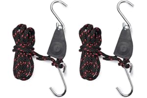 Hyindoor Rope Ratchet con Ganchos Trinquete de Cuerda 1/4 Inch para Cultivar Hidropónica Colgar Reflectores Filtros de carbón LED Lampe hasta 136 kg (2piezas)