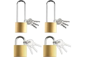XUIIOSOOKP 4 Pcs Cadenas à Clé, 32 mm/38 mm Cadenas Clé, Cadenas Longue Cadenas Courte, Cadenas Casier College, Petits Cadenas avec Clés, Cadenas de Sécurité, Cadenas de Valise pour Valise, Armoires, Casiers