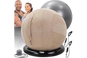 ‎MIWEBA SPORTS Miweba Sports Gymnastikball | 65 cm ∅ - Traglast 500 kg - Pilates Ball - Pezziball - 4in1 Set inkl Ballauflage - Bürostuhl - Sitzball - Balance Ball - Hüpfball - Pilatesball - Yoga - Schlingentrainer