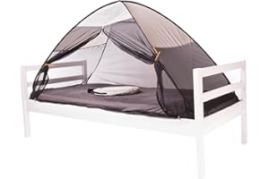 Deryan Tente de lit - Moustiquaire lit Double - Tente moustiquaire Tente lit - Moustiquaire lit - Compact et léger - 200x90x110cm - Moustiquaire lit & moustiquaire Voyage avec Sac de Transport crème