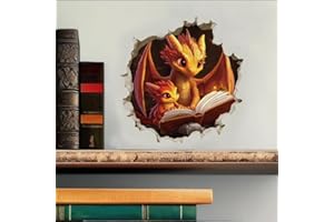 ANATTASOUL Pegatinas de Pared 3D y Dragón Vinilos Decorativos Adhesivos Pared Cocina Dormitorio Salón Comedor Baño(60x30cm)