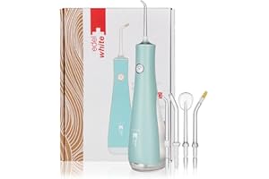 EDEL+WHITE Jet Dentaire Professionnel - Élimine la Plaque en Profondeur - Massage des Gencives - 7 Niveaux de Pression - 30 Utilisations par Recharge - Waterproof - Irrigateur