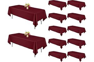 YMHPRIDE 12-pack vinröda rektangulära bordsdukar, 152 x 319 cm för 244 cm långt bord, polyestertyg, tvättbar bordsduk för brö