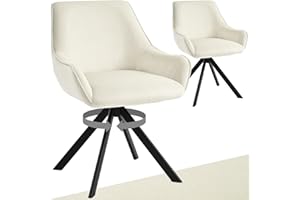 ‎GOEURVANT Goeurvant Esszimmerstühle Drehbar 2er Set mit Armlehne – 360°Drehbar Polsterstuhl Samt Modern Drehstuhl Küchenstuhl mit Metallgestell und Rückenlehne für Esszimmer, Wohnzimmer, Büro, Cremeweiß