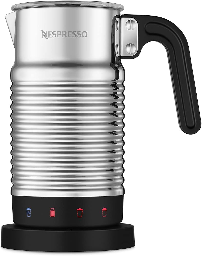 NESPRESSO Aeroccino 4 süt köpürtücü, elektrikli köpük hazırlayıcı, 120 ml kremsi süt köpüğü ve 240 ml sıcak süt için, bulaşık makinesinde yıkanabilir köpürtücü, gümüş