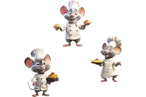 ‎COVPAW COVPAW 3x Wandaufkleber süss kleine Mäuser Koch Küche Kinderzimmer Wandtattoo Maus Küchenmeister Kuchen Essen Wandsticker Wanddeko Babyzimmer Wohnzimmer Schlafzimmer Kindergarten (Mauskoch)