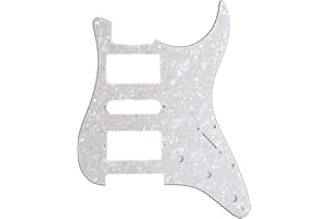 Musiclily Pro 11 Fori HSH Chitarra Battipenna Pickguard per Fender American/Mexican Standard Stratocaster Stile Moderno,4 strati Parchment Pearl