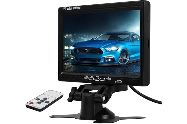 Pathson 7 Pouces Couleur TFT LCD Monitor de Voiture pour Camera de recul Support de l'écran et 2 Inputs AV avec Une Télécommande