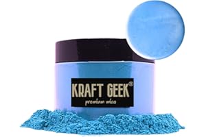 KRAFT GEEK Aqua Blue Premium Mica Powder 50g. Powder Dye for Epoxy Resin Pigment Natural Soap Colouring, Candle, Slime, Bath Bombs, Makeup, Nail, Fabric, Fabric dye, Wax Melts etc.