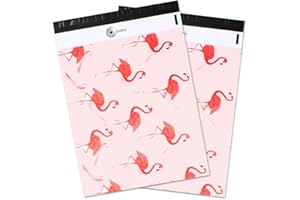 Wanxida Lot de 100 pièces Sacs d'expédition plastique Enveloppes postales Couleur, 25cm x 35cm (Pink Flamingo)