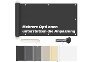 ROBAG Balkon Sichtschutz Anthrazit, Sichtschutz Balkon, Balkonverkleidung sichtschutz Wetterfest und UV-Schutz, Blickdichte 100% Privatsphäre mit Kabelbinder und Kordel, für den Gartenzaun oder Balkon