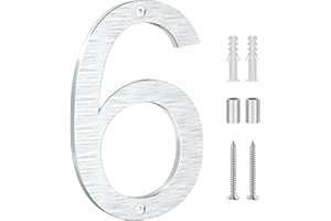 Yafimea numéro de maison exterieur argenté 20 cm – En aluminium massif avec finition brossée, fixation par vis avec effet 3D flottant, résistant aux intempéries, Pour mur, portail, garage (6/9)