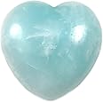 HQRP-Crystal 30mm Blue Aquamarine Puffy Heart Polished Natural Sparkling High Grade Beryl Gemstone Crystal Mineral Specimen - Brazil (1PC)
