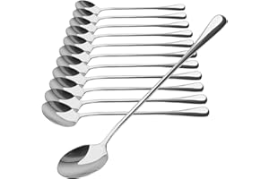 COM-FOUR® Juego de Cucharas de 12 Piezas - Cuchara Larga para Café y Helado - Cuchara para Latte Macchiato (12 piezas - 19,5 cm)