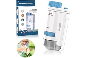 Funmo Microscope Portatif pour Enfants 200x - Microscope De Poche avec Éclairage LED - Jouet Expérimental et Cadeau Éducatif pour Enfants et Adultes