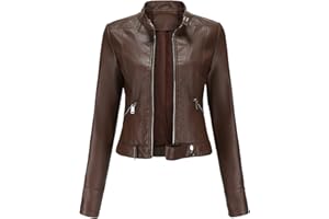 WHZXYDN Veste Courte en Cuir pour Femmes, Printemps Et Automne, Veste à Col Montant, Taille EuropéEnne