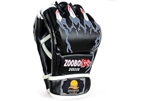 ZooBoo des Gants MMA, Gants de Boxe Demi-Doigt Mitaines MMA avec Bande de Poignet Ajustable Gants UFC pour l'entraînement au Sac de Frappe de Sanda Sparring