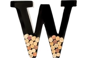 will's Portacorchos para vino - Letra monograma de metal (W), negro, grande | Regalos para amantes del vino, inauguración de la casa, compromiso y despedida de soltera | Arte de pared personalizado