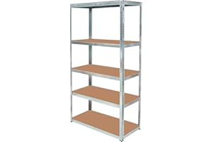 BURAKH 5 Tier Storage Rack Heavy Duty Shelving Galvanised Steel Garage Shelves | Heavy Duty Shed Storage Racking Shelf | For Warehouse, For Workshop | For Office (Silver, 150cm x 70cm x 30cm, Pack of 1)