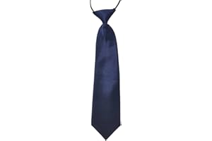 SUPGOD NEW BOYS PRE-TIED TIES. SATIN PLAIN COLOURED CHILDRENS BOYS TIES. ELASTICATED. 22 COLOURS AVAILABLE. HANDMADE. WEDDING, SCHOOL, FASHION (NAVY BLUE, BOYS TIE)