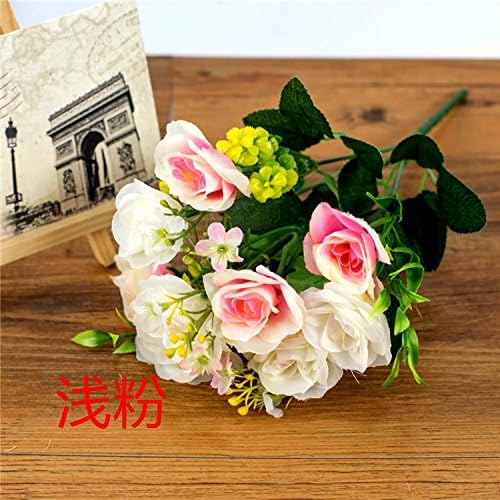 HUAYIFANG Emulation Flower Wedding Flowers Living Room Romantic 10 Head Glamour Roses Rose Light Pink