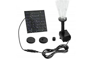 VJK Solar Springbrunnen für Außen, Solarpumpe Teichpumpe Garten Wasserpumpe Solarbrunnen 1.2W 180 L/H, 4 Fontänenstile Düsen, 3m Kabel, für Gartenteich Oder Solarpumpe Vogel-Bad Fisch-Behälter