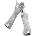 GRSTREE Work Gloves, Cut Resistant Gloves with Long Sleeves, level 5 Anti Cut Glove, Safe Food Grade, Hand Wrist Forearm Protectors, for Gardening/Kitchen/Heavy Duty, Medium
