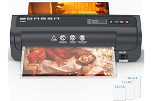 BONSEN A4 Laminator Machine with 60 Laminating Pouches, Never Jam Technolagy, 270mm/min Quick Lamination for Office, Home, School Crafts, Menu, L3401