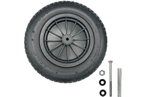 Mxman 14" Pneumatic Wheelbarrow Tyre 3.5-8 with 120mm Bolt, Nut & 1/2 Inch Adapter – Heavy Duty Replacement Tyre for Garden, DIY & Construction – Durable, Puncture Resistant and Easy Installation