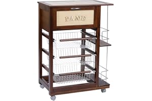 LIBEROSHOPPING.EU - LA TUA CASA IN UN CLIK Carrello da cucina con ruote portapane portafrutta portabottiglie in ferro (Noce)