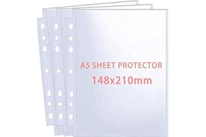 WITHYU 30 Pack 60 Taschen A5 Foto Hüllen für A5 2/3 Ringbuch, Transparente Postkartenhüllen, 2 Fächer, Doppelseitiger 1 Taschen Foto Seitenschutz,Top Loading Fotoalbum Nachfüllseiten Foto A5(152x215 mm)