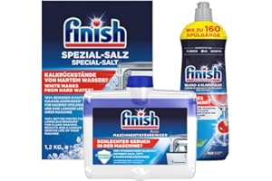 Finish Zestaw do pielęgnacji zmywarki – płyn nabłyszczający 800 ml, specjalna sól 1,2 kg, głęboki środek czyszczący 250 ml