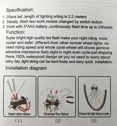 Ailiebhaus Fahrrad Licht 20 Led Rad Speichen Wasserdichte Speichenlicht ,2 Optionen vom Lichtmodus - 4